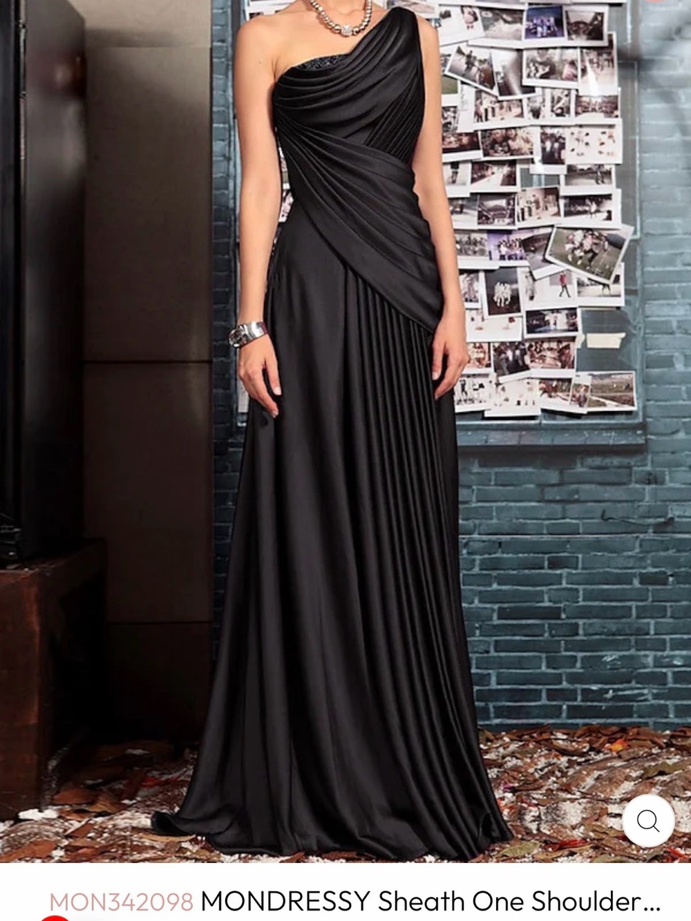 Sheath One-Shoulder Black Evening Dress